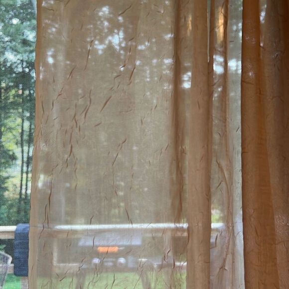 Home Brown Sheer Floor Length Plain Rod Pocket Curtain Set Of 2 - Picture 4 of 6